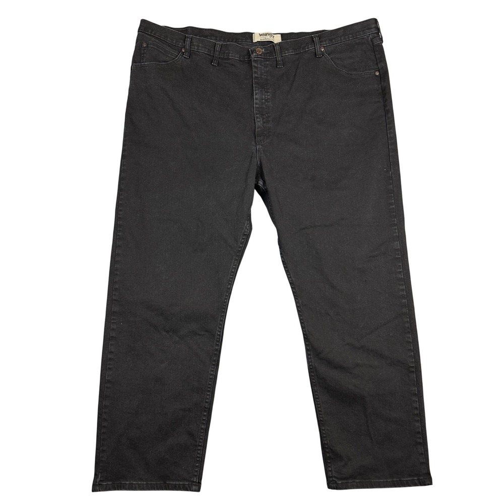 Wrangler Authentics Mens Black Straight Leg Stretch Denim Jeans Plus Size 50x30